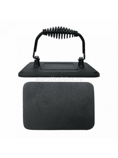 Пресс для бургеров, чугунный для жарки мяса, прямоугольный с ручкой 17*11 cм, Proff Cuisine. (92001410)