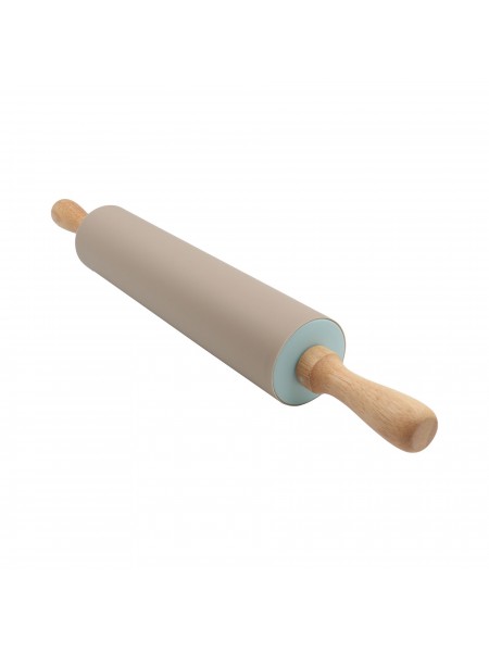 Скалка силиконовая с вращающимися деревянными ручками, D-6,5 см, L-28 см, Regent Inox. (93-SI-CU-15.1)