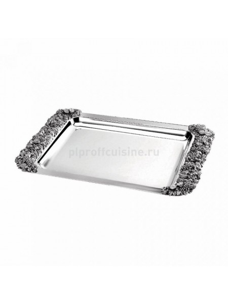 Сервировочное блюдо прямоугольное с декоративными ручками, нержавеющая сталь, 47x26.5 cм «Regent», Proff Cuisine. (95001188)