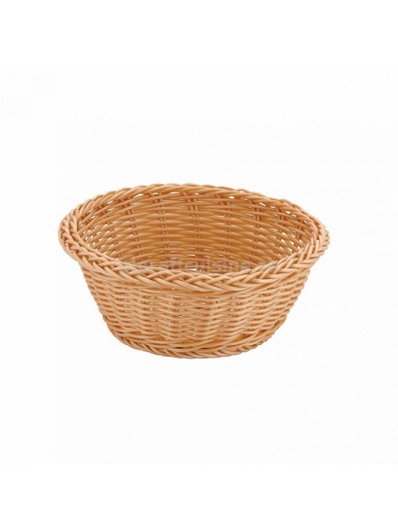 Круглая плетеная хлебница для выкладки, цвет бежевый, D-18,5 см, H-7,5 см, полиротанг пластик, Proff Cuisine. (95001258)