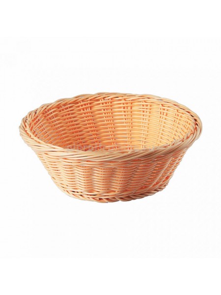 Круглая плетеная хлебница для выкладки, цвет бежевый, D-20,5 см, H-7,5 см, полиротанг пластик, Proff Cuisine. (95001259)