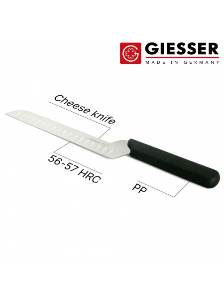 Профессиональный нож для резки сыра, 20 см, лезвие с желобками, ручка TPE, Giesser. (9605 ww 20)