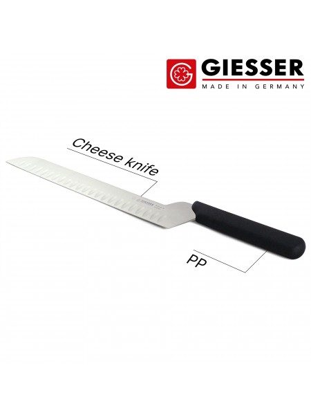 Профессиональный нож для резки сыра, 26 см, лезвие с желобками, ручка TPE, Giesser. (9605 ww 26)