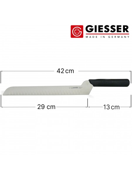 Профессиональный нож для резки сыра, 29 см, лезвие с желобками, ручка TPE, Giesser. (9605 ww 29)