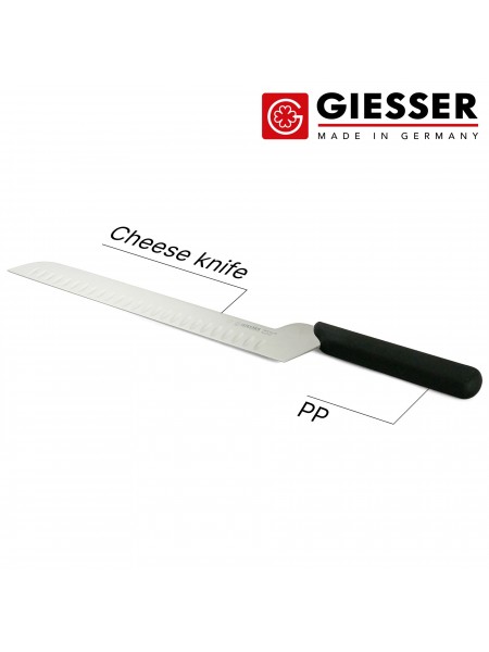 Профессиональный нож для резки сыра, 29 см, лезвие с желобками, ручка TPE, Giesser. (9605 ww 29)