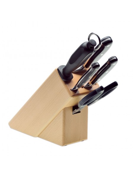 Набор кухонных поварских ножей из 5 предметов на подставке, кованая сталь, серия BestCutx55, Giesser. (9891 b5 bc)
