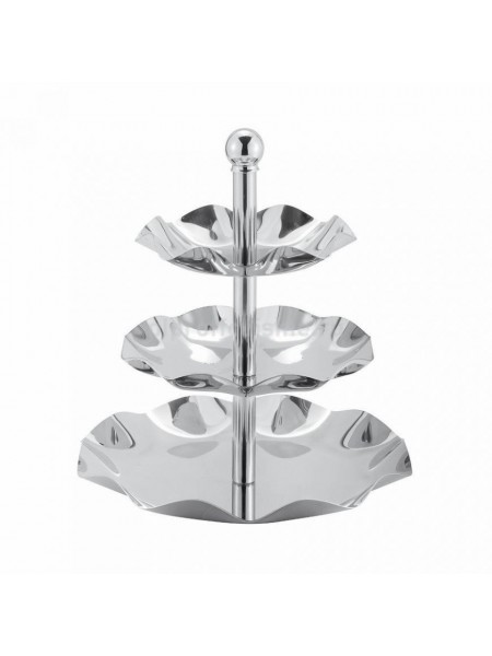 Этажерка 3-х ярусная для сервировки стола, нержавеющая сталь (d=27,5 h=30 cм) «Kamspring», Proff Cuisine. (99000064)