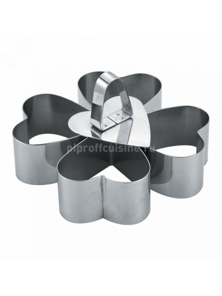 Набор кондитерских выемок для пряников, Сердце, 4шт+1пресс (l=85/W=85/H=50), Proff Cuisine. (99002199)