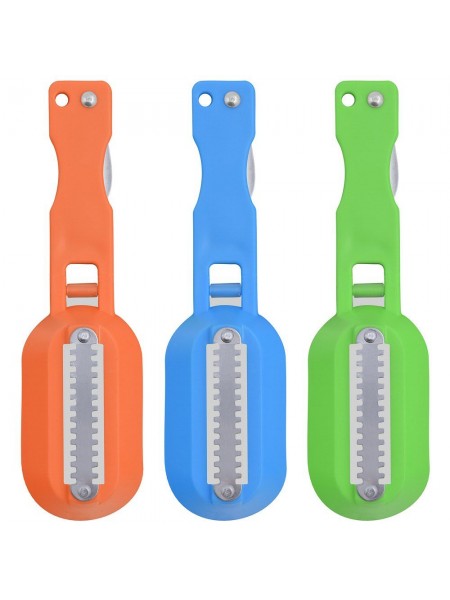 Рыбочистка с контейнером и складным ножиком, 20x5,5x3см, нерж.сталь, пластик, Мультидом. (AN53-111)