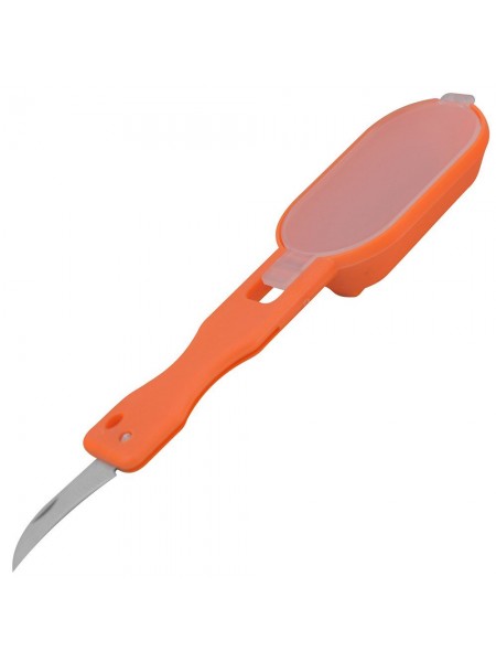 Рыбочистка с контейнером и складным ножиком, 20x5,5x3см, нерж.сталь, пластик, Мультидом. (AN53-111)