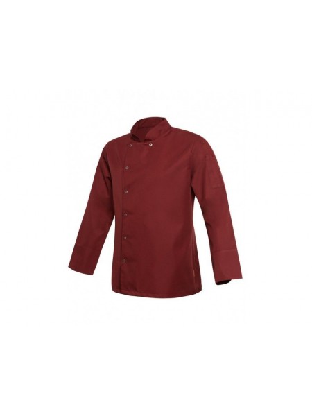 Китель поварской, длинный рукав, на кнопках, 65% полиэстер, 35% хлопок, 200 gsm, бордовый, рамзер S, ISMONT. (ISM 0033-S)
