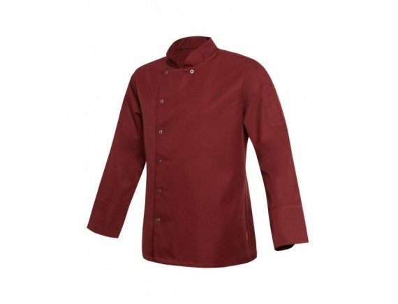 Китель поварской, длинный рукав, на кнопках, 65% полиэстер, 35% хлопок, 200 gsm, бордовый, рамзер S, ISMONT. (ISM 0033-S)