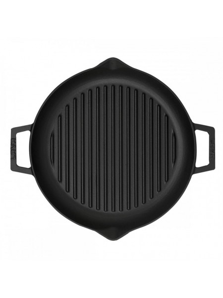Сковорода-гриль 26 см, 2 ручки, чугунная, Lava. (LV ECO GT 26 T5)