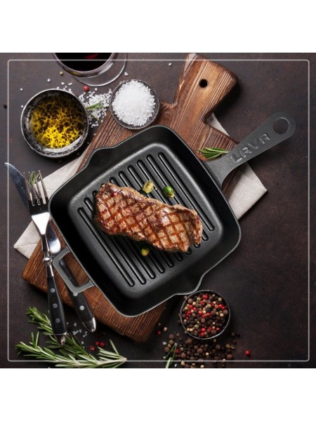 Сковорода-гриль 20х20 см, чугунная, Lava. (LV ECO P GT 2020 K0)