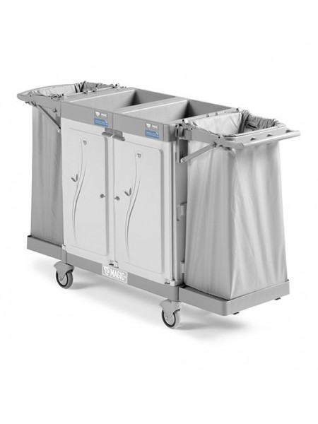 Тележка для горничных универсальная, складной держ. мешка 120л , 2 съемные двери с замком. (MH850S0T0VV0)