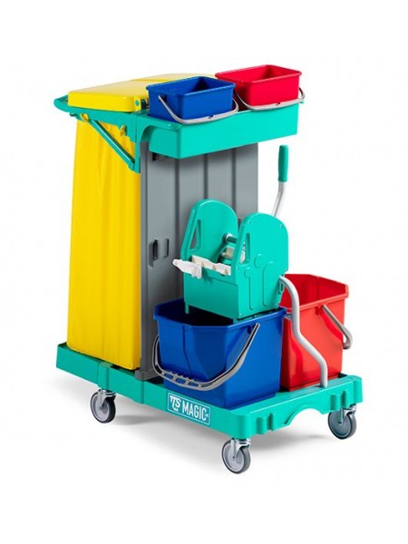 Тележка для горничных, держатель для 120 л мешка, c отжимом TEC, 2 ведра по 15 л. (ML040B0A0000)