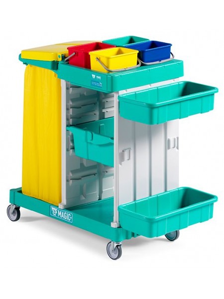 Тележка для горничных, с большой базой и колёсами диаметром 100 mm. (ML310B0A0A00)