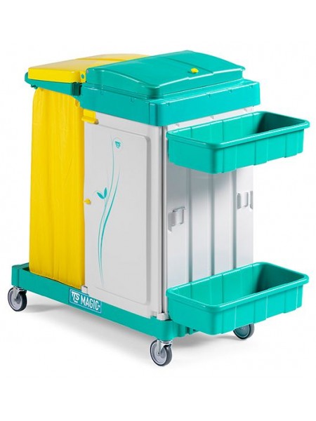 Тележка MAGIC LINE 460S, уборочная с 2 навесными ящиками, держателем для 120 л мешка и дверцей (ML460S0A0B00)
