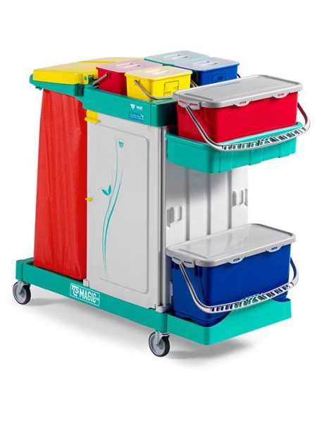 Тележка для горничных универсальная, большая база, 125 мм колёса. (MS720S0C0A00)