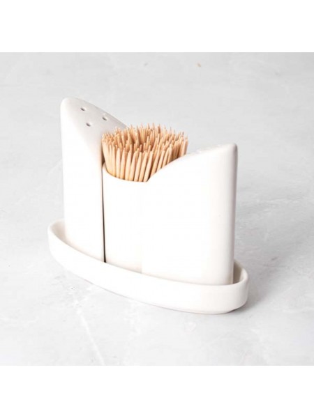 Набор для специй 3 предмета на подставке, H=87, L=124, B=87мм, белый, фарфор, Kunstwerk. (P901504)