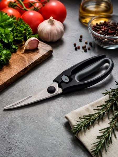 Профессиональные кухонные ножницы для разделки птицы, 24 см, Cutlery-Pro. (PS-2205-240-BK-DGY-CP-CP)