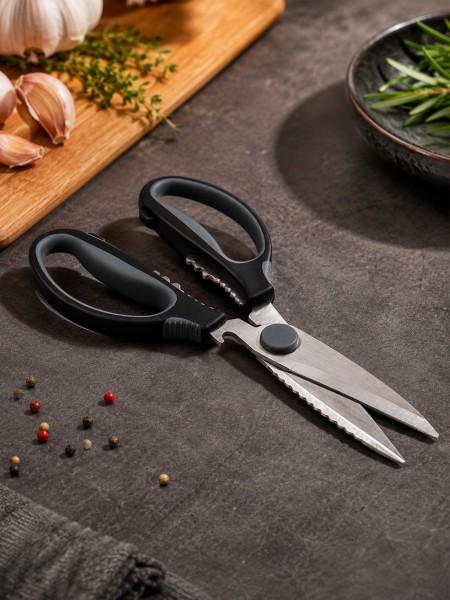 Профессиональные поварские ножницы, многофункциональные, 22 см, Cutlery-Pro. (PS-2209-220TD-BK-DGY-CP-CP)