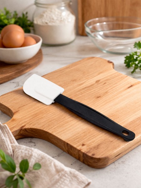 Лопатка силиконовая кухонная, рабочая поверхность 8,5х5 см, L-26 см, пластиковая ручка, до 260С, Cutlery-Pro. (SCP-PF-250-GY402-CP-CP)